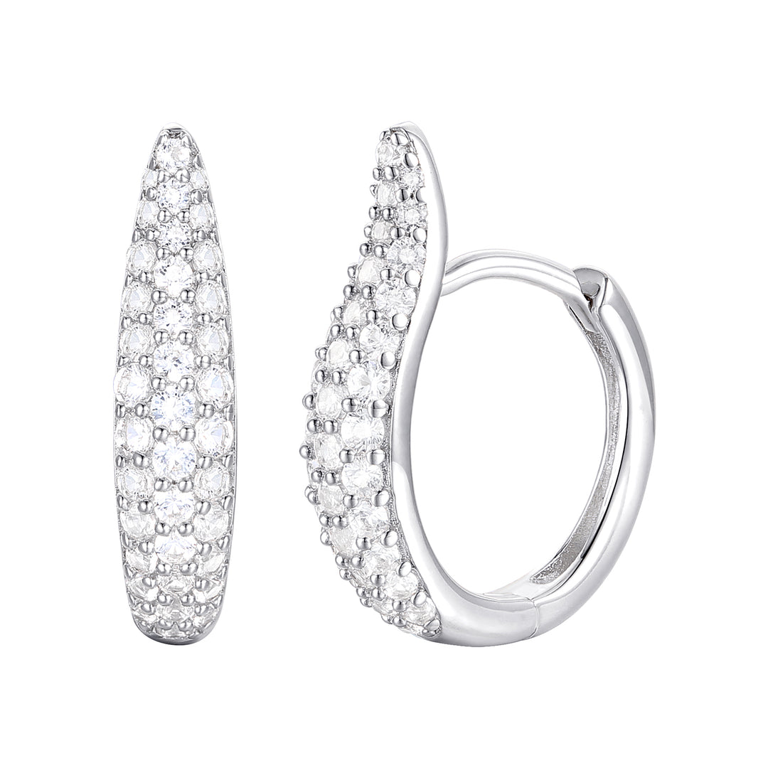 10K White Gold 1/2 ct tw Diamond Pavé Hoop Earring (I-I2)