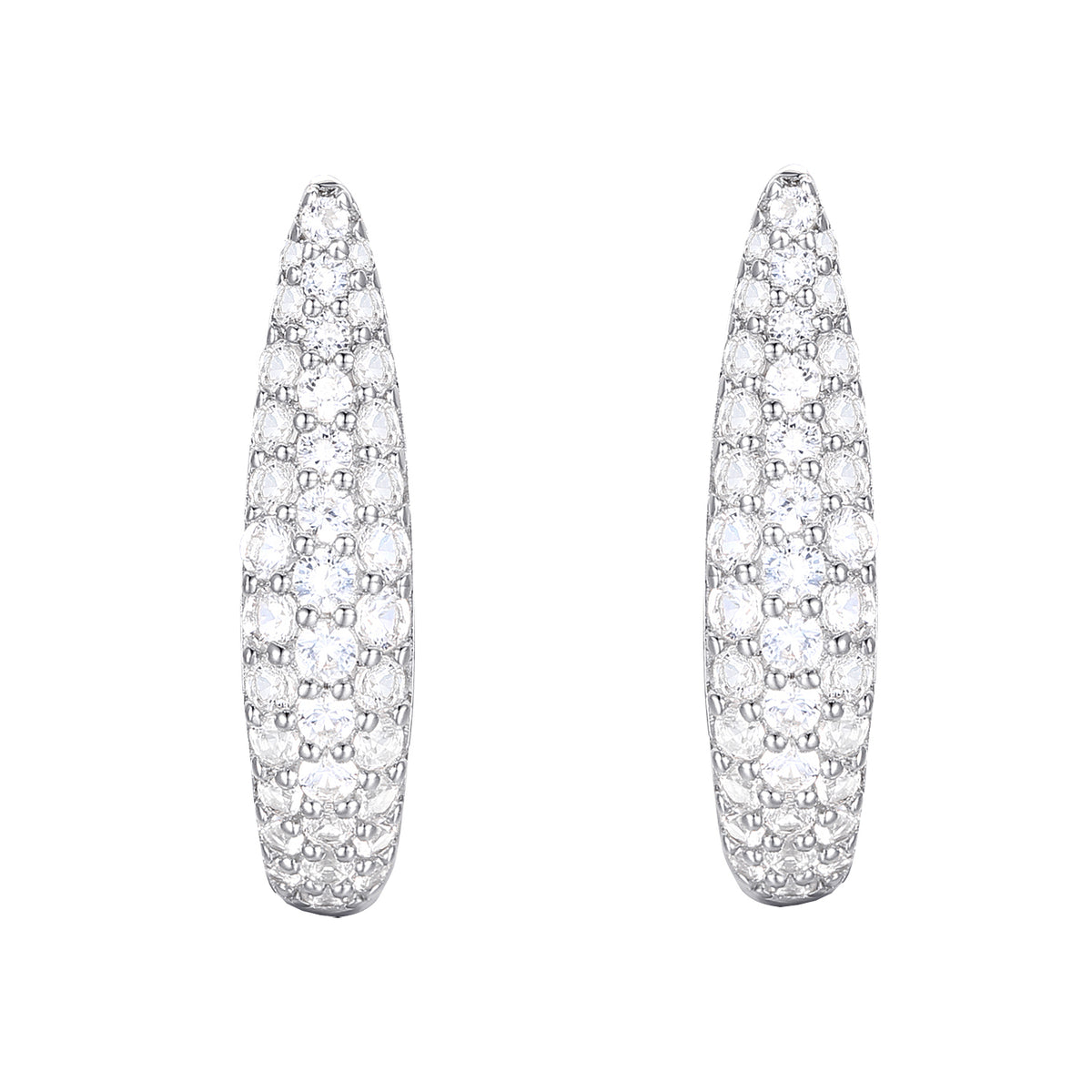 10K White Gold 1/2 ct tw Diamond Pavé Hoop Earring (I-I2)