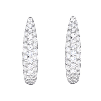 10K White Gold 1/2 ct tw Diamond Pavé Hoop Earring (I-I2)