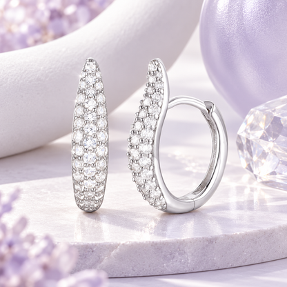 10K White Gold 1/2 ct tw Diamond Pavé Hoop Earring (I-I2)