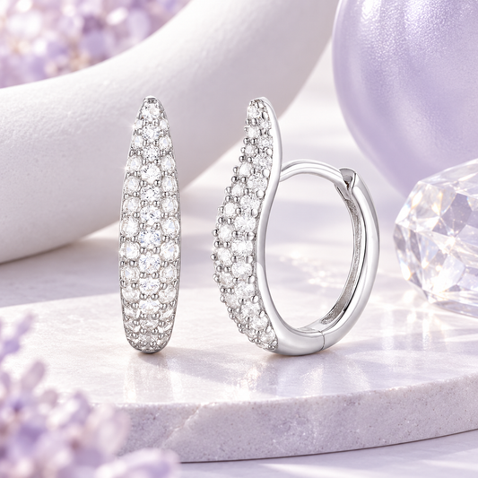 10K White Gold 1/2 ct tw Diamond Pavé Hoop Earring (I-I2)