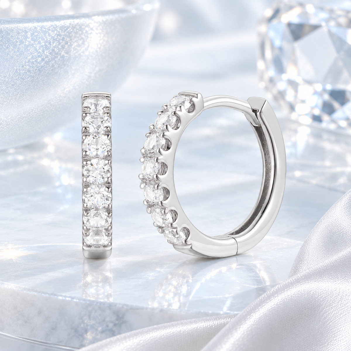 10K White Gold 1/3 ct tw Diamond Hoop Earring (I-I2)