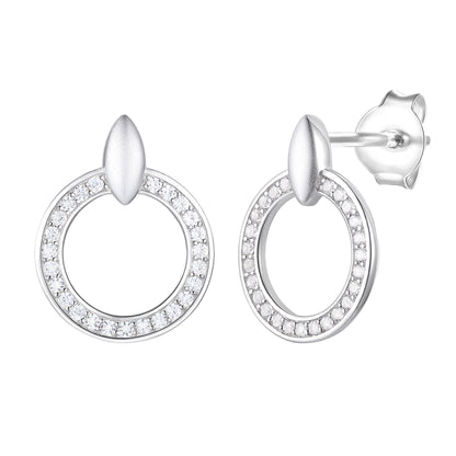 Tirafina 1/4 CT. T.W. Diamond Circle Doorknocker Drop Earrings in Sterling Silver – available in yellow and white (I-I2)