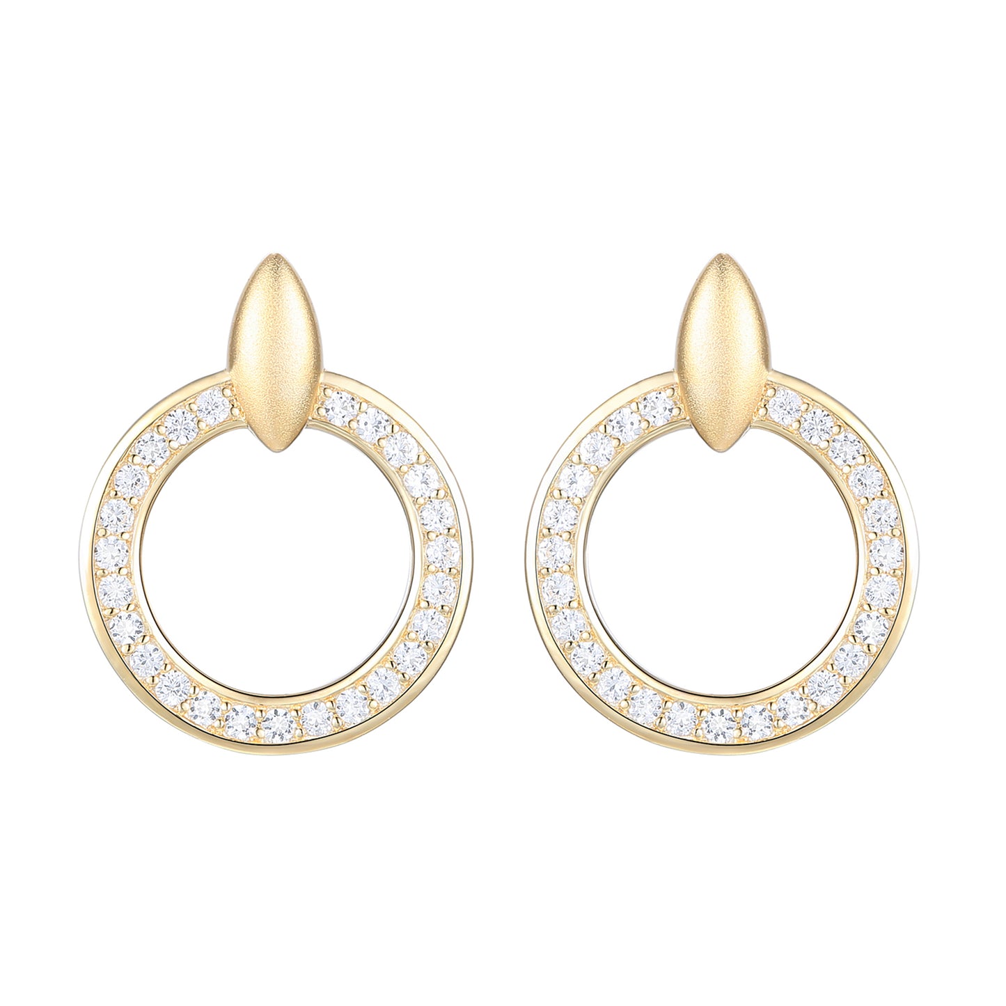 Tirafina 1/4 CT. T.W. Diamond Circle Doorknocker Drop Earrings in Sterling Silver – available in yellow and white (I-I2)