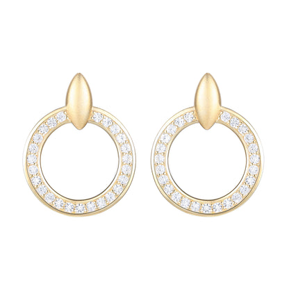 Tirafina 1/4 CT. T.W. Diamond Circle Doorknocker Drop Earrings in Sterling Silver – available in yellow and white (I-I2)