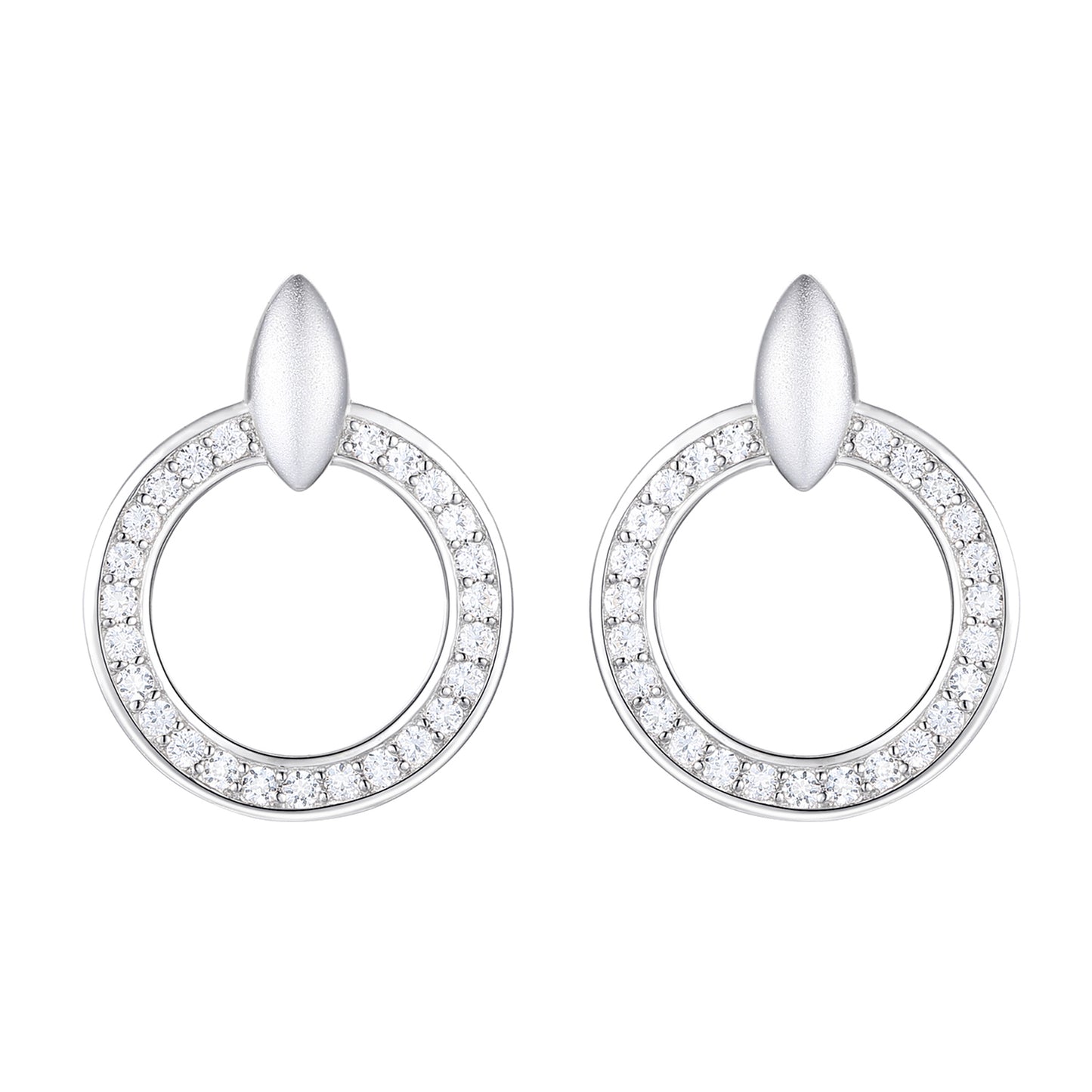 Tirafina 1/4 CT. T.W. Diamond Circle Doorknocker Drop Earrings in Sterling Silver – available in yellow and white (I-I2)