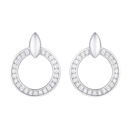 Tirafina 1/4 CT. T.W. Diamond Circle Doorknocker Drop Earrings in Sterling Silver – available in yellow and white (I-I2)