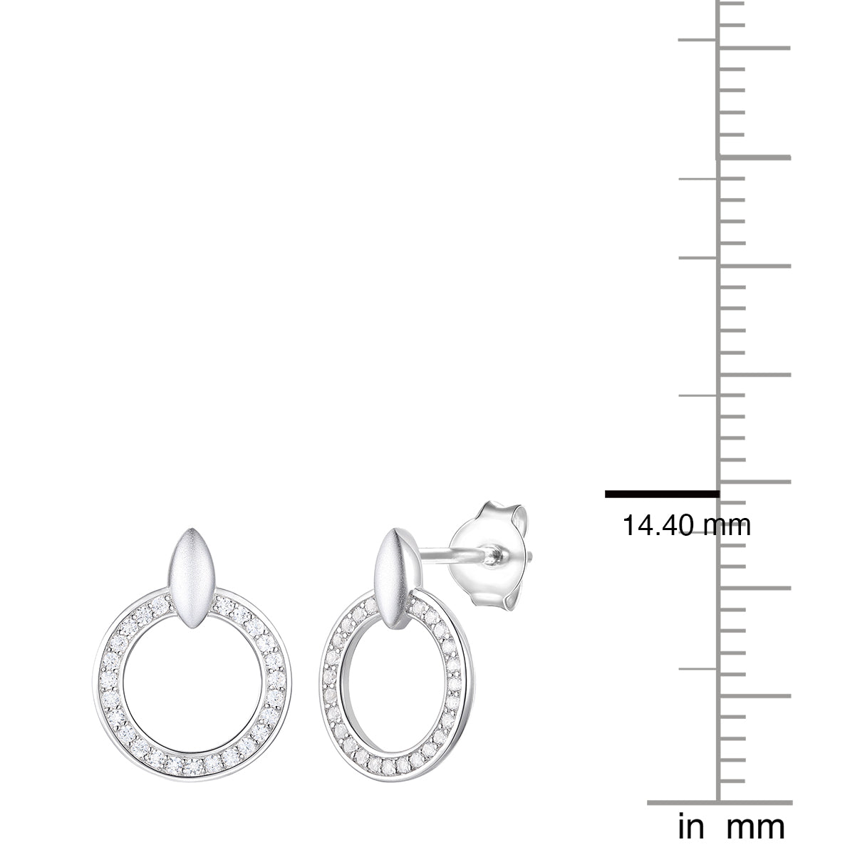Tirafina 1/4 CT. T.W. Diamond Circle Doorknocker Drop Earrings in Sterling Silver – available in yellow and white (I-I2)