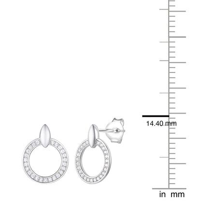 Tirafina 1/4 CT. T.W. Diamond Circle Doorknocker Drop Earrings in Sterling Silver – available in yellow and white (I-I2)