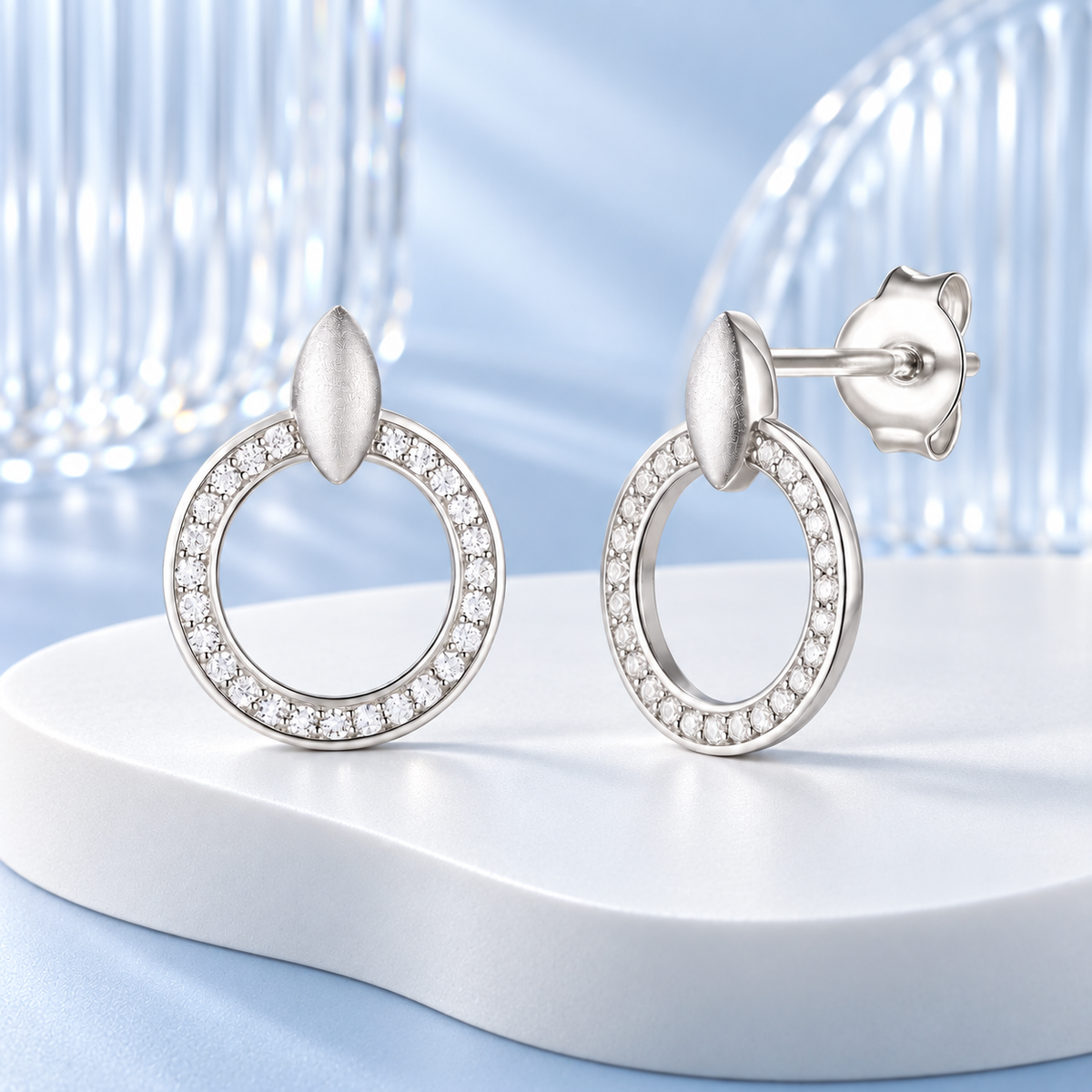 Tirafina 1/4 CT. T.W. Diamond Circle Doorknocker Drop Earrings in Sterling Silver – available in yellow and white (I-I2)