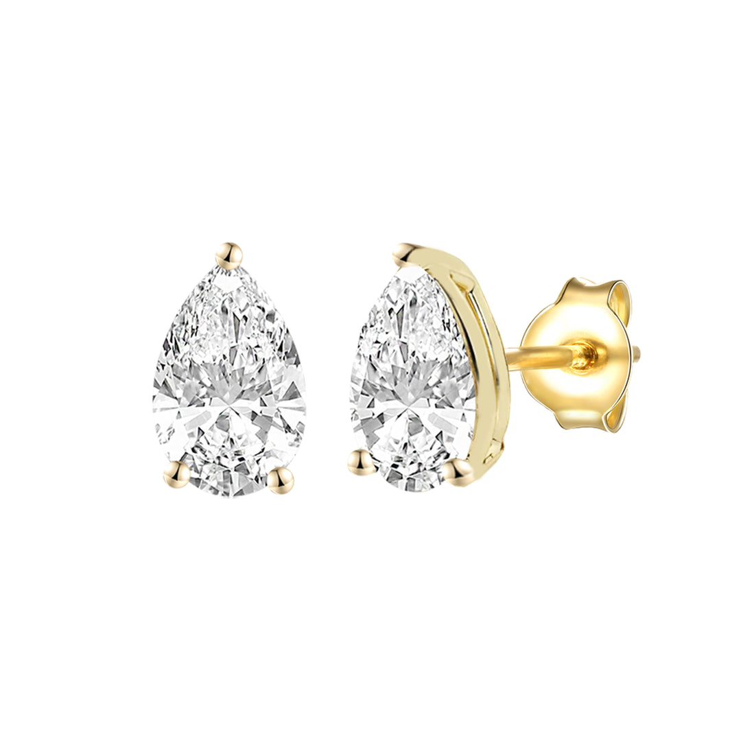 14K Lab Grown Pear Solitaire Earrings F-G VS1-VS2