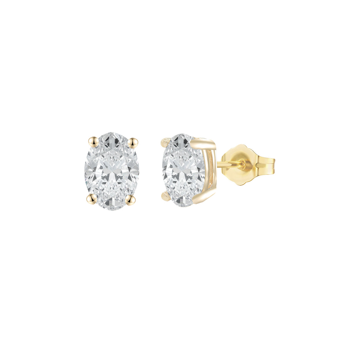 14K Lab Grown Oval Solitaire Earrings F-G VS1-VS2