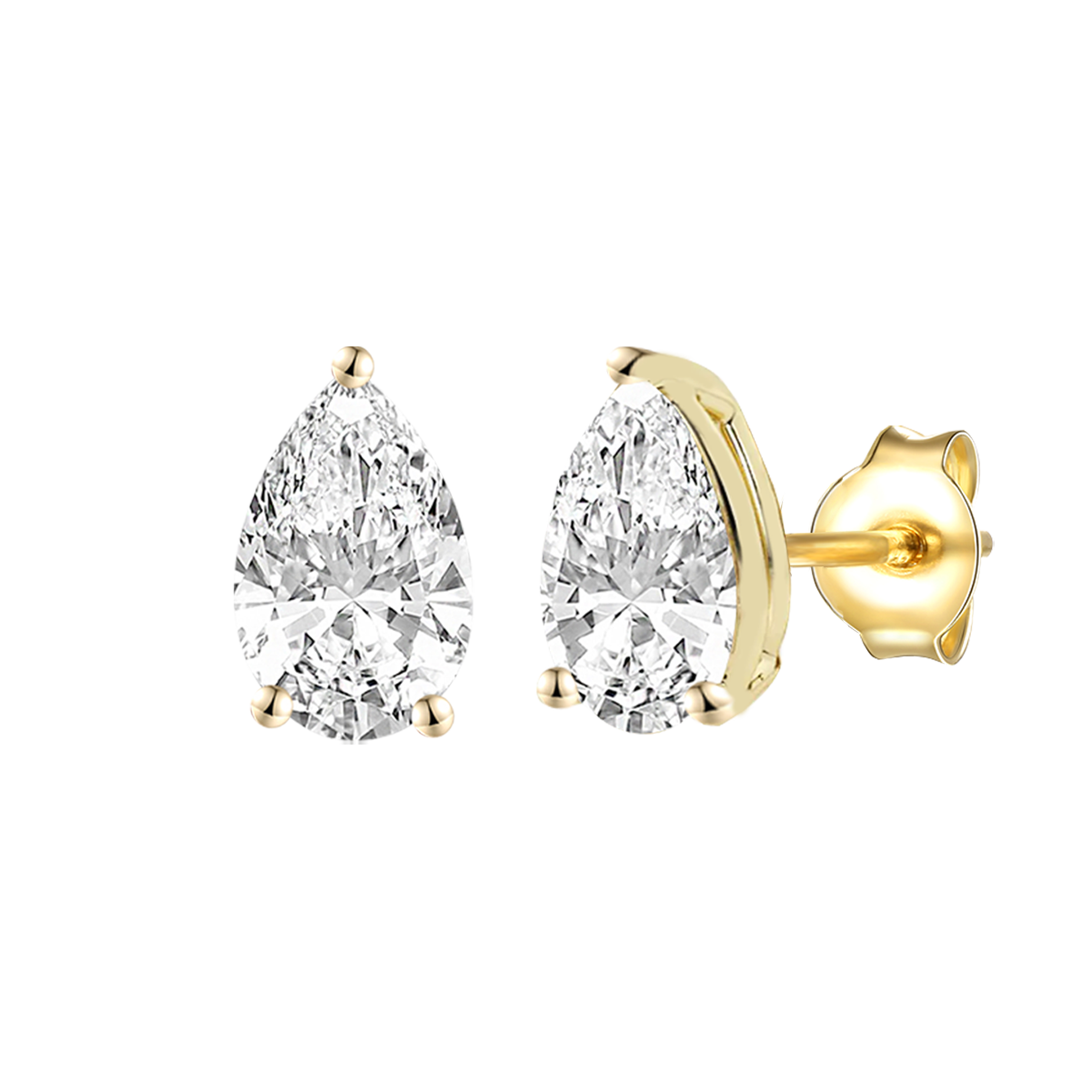 14K Lab Grown Pear Solitaire Earrings F-G VS1-VS2