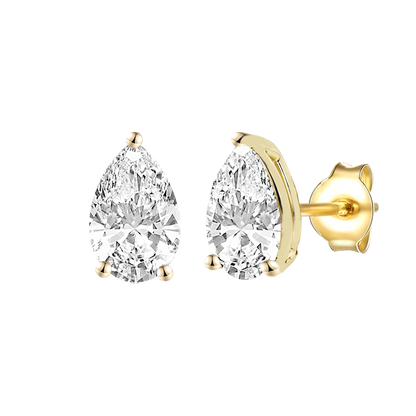 14K Lab Grown Pear Solitaire Earrings F-G VS1-VS2