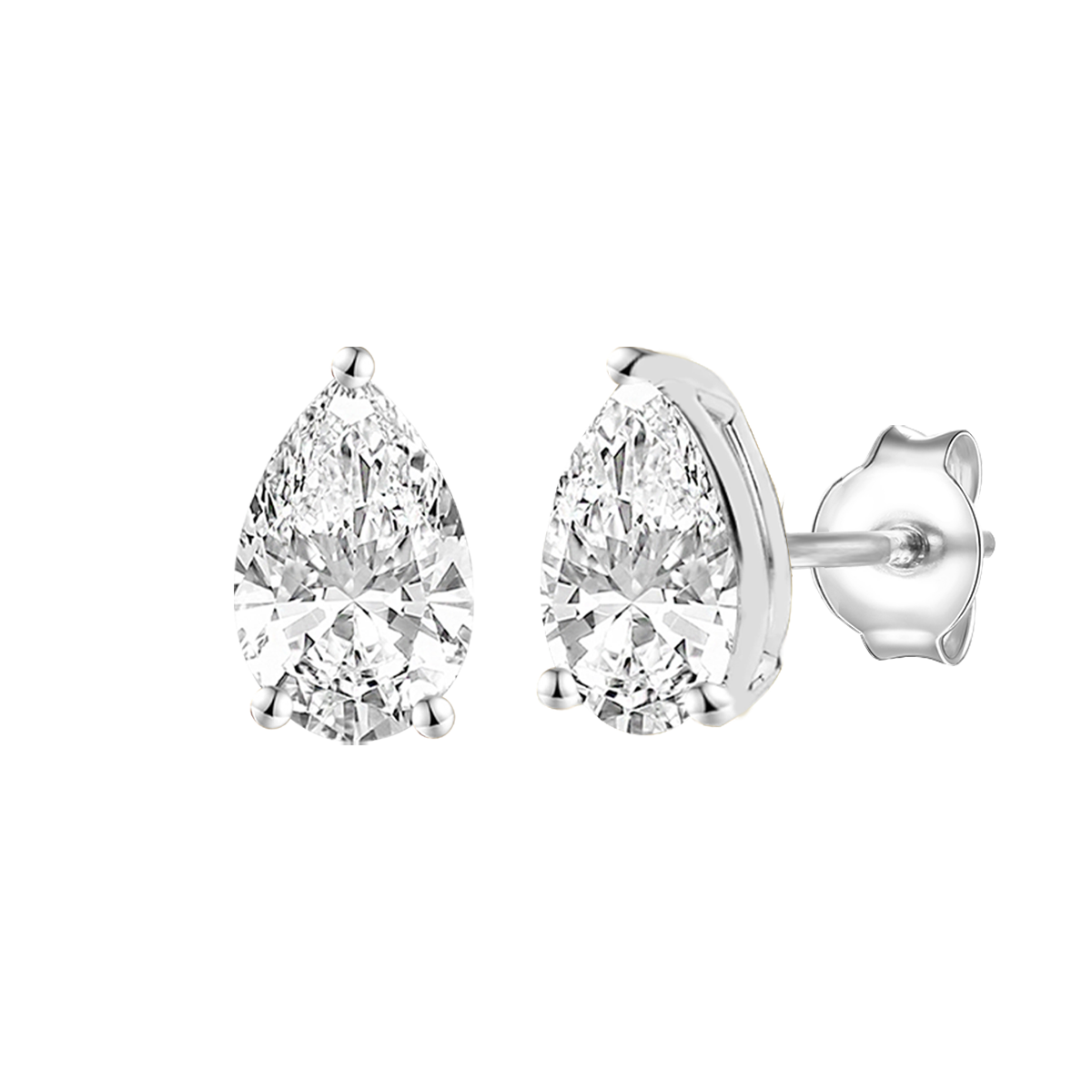 14K Lab Grown Pear Solitaire Earrings F-G VS1-VS2