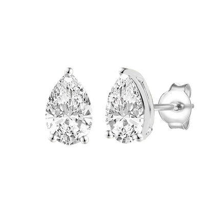 14K Lab Grown Pear Solitaire Earrings F-G VS1-VS2
