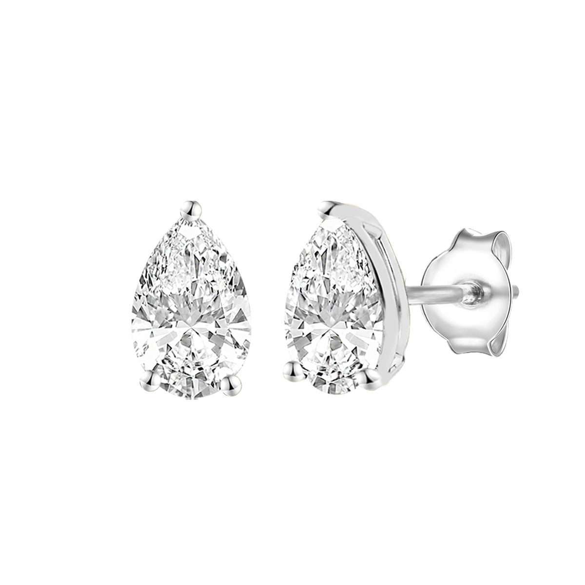 14K Lab Grown Pear Solitaire Earrings F-G VS1-VS2