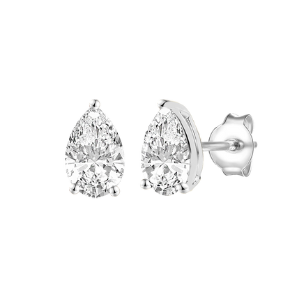 14K Lab Grown Pear Solitaire Earrings F-G VS1-VS2