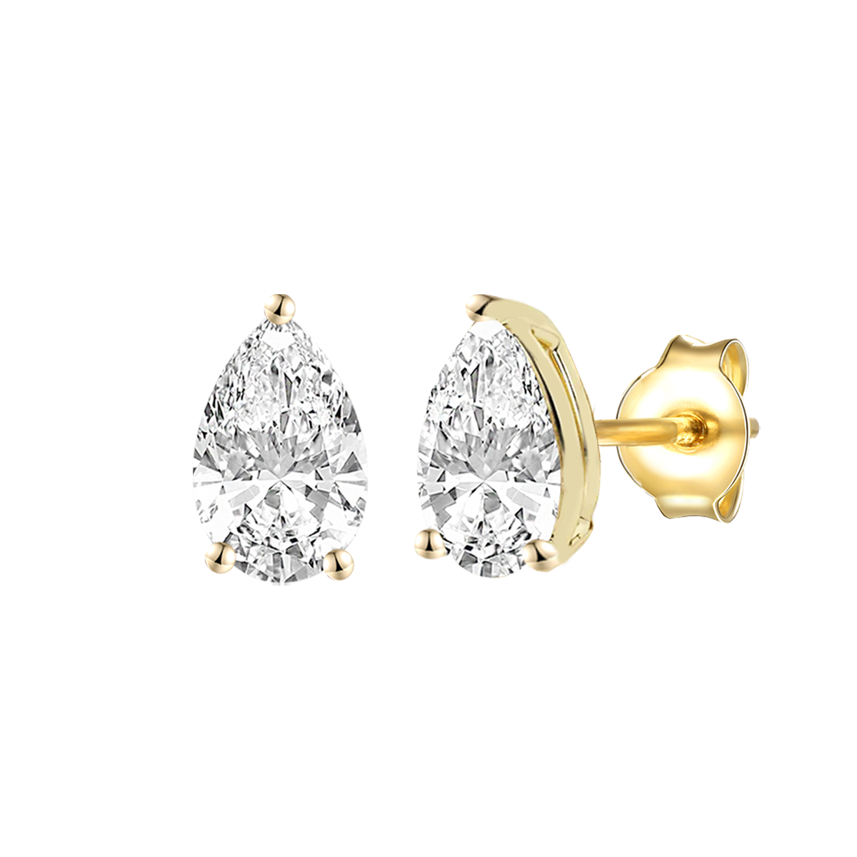 14K Lab Grown Pear Solitaire Earrings F-G VS1-VS2