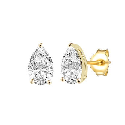 14K Lab Grown Pear Solitaire Earrings F-G VS1-VS2