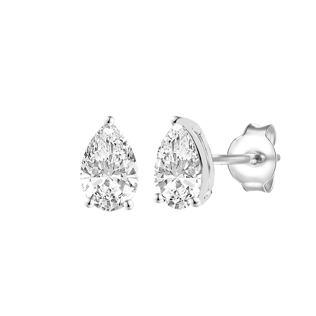14K Lab Grown Pear Solitaire Earrings F-G VS1-VS2