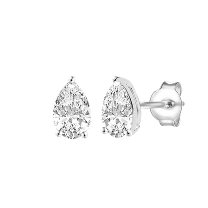 14K Lab Grown Pear Solitaire Earrings F-G VS1-VS2