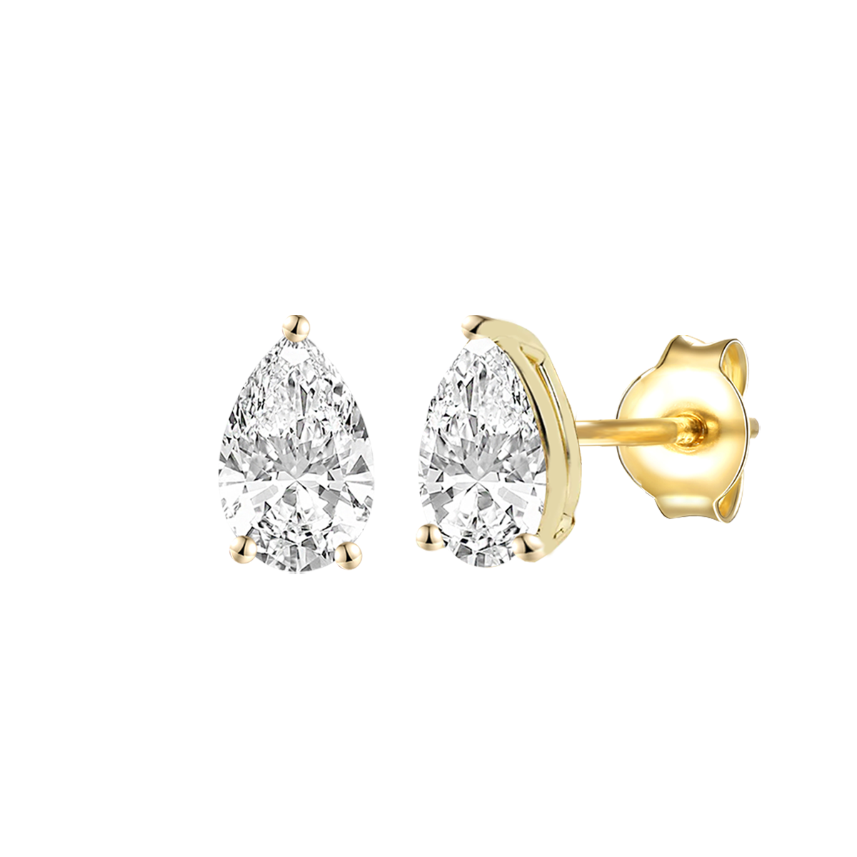 14K Lab Grown Pear Solitaire Earrings F-G VS1-VS2