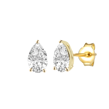 14K Lab Grown Pear Solitaire Earrings F-G VS1-VS2