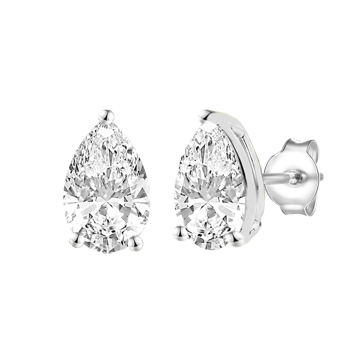 14K Lab Grown Pear Solitaire Earrings F-G VS1-VS2