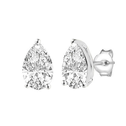 14K Lab Grown Pear Solitaire Earrings F-G VS1-VS2