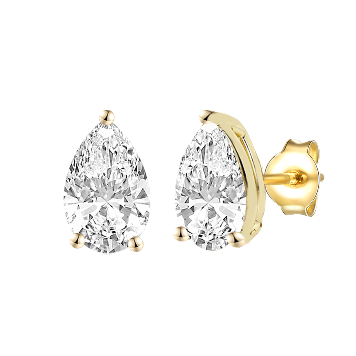 14K Lab Grown Pear Solitaire Earrings F-G VS1-VS2