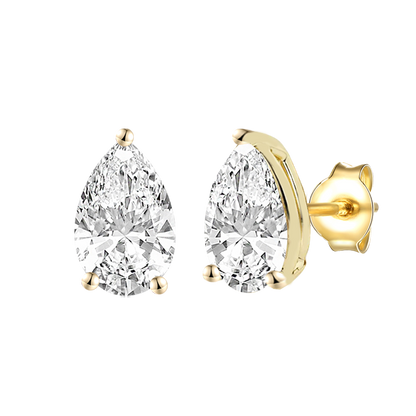 14K Lab Grown Pear Solitaire Earrings F-G VS1-VS2