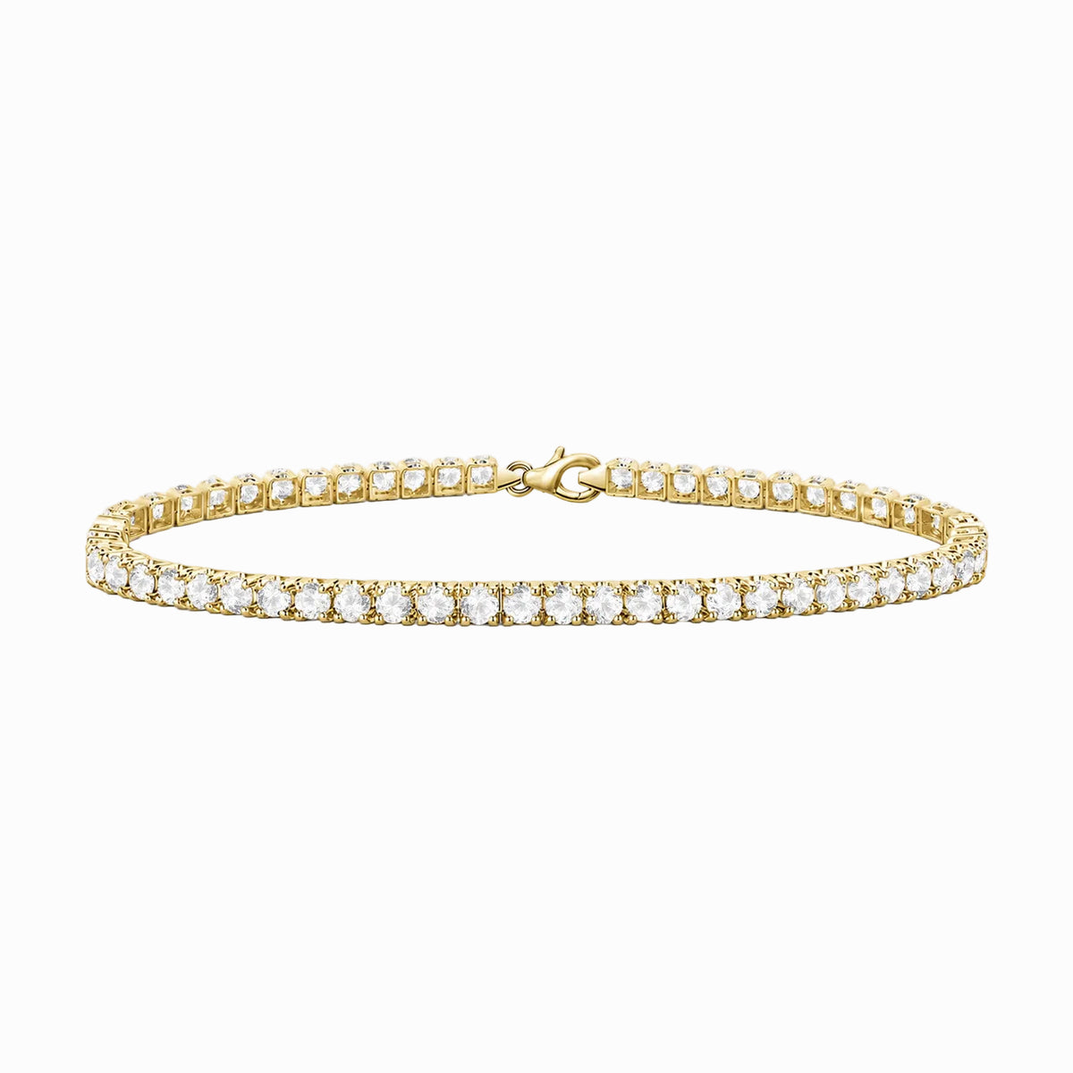 Sterling Silver or 14K Yellow Gold Plated Silver 4 ct tw Lab Grown Diamond Tennis Bracelet