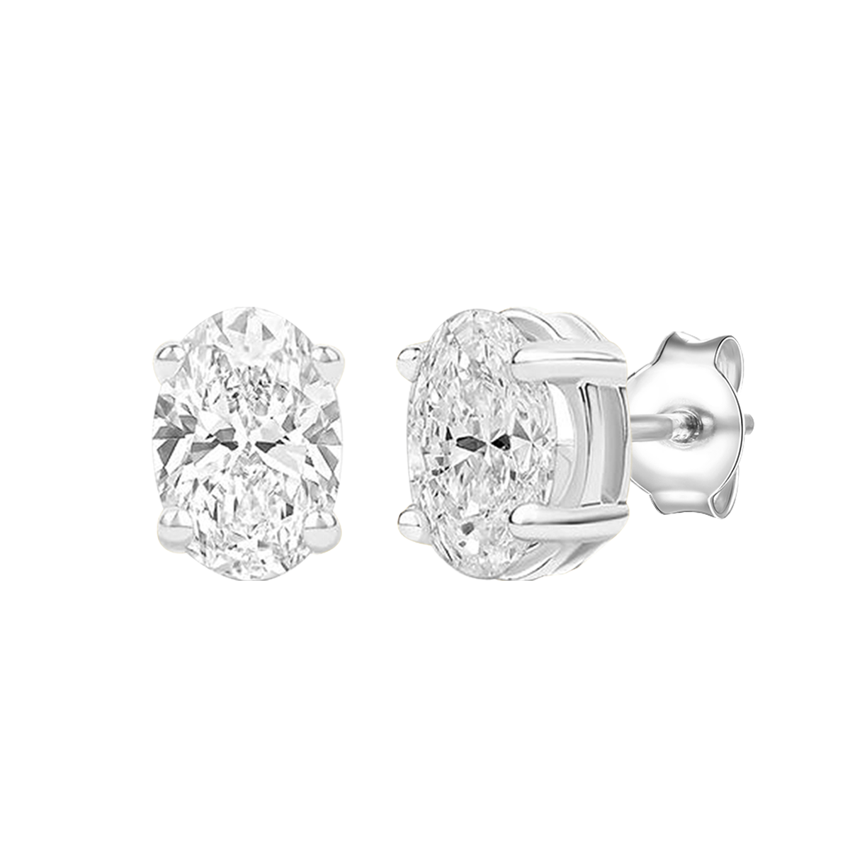14K Lab Grown Oval Solitaire Earrings F-G VS1-VS2