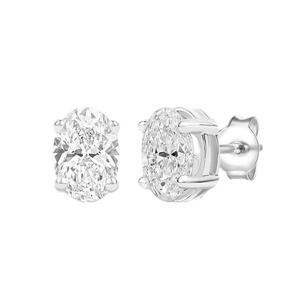 14K Lab Grown Oval Solitaire Earrings F-G VS1-VS2