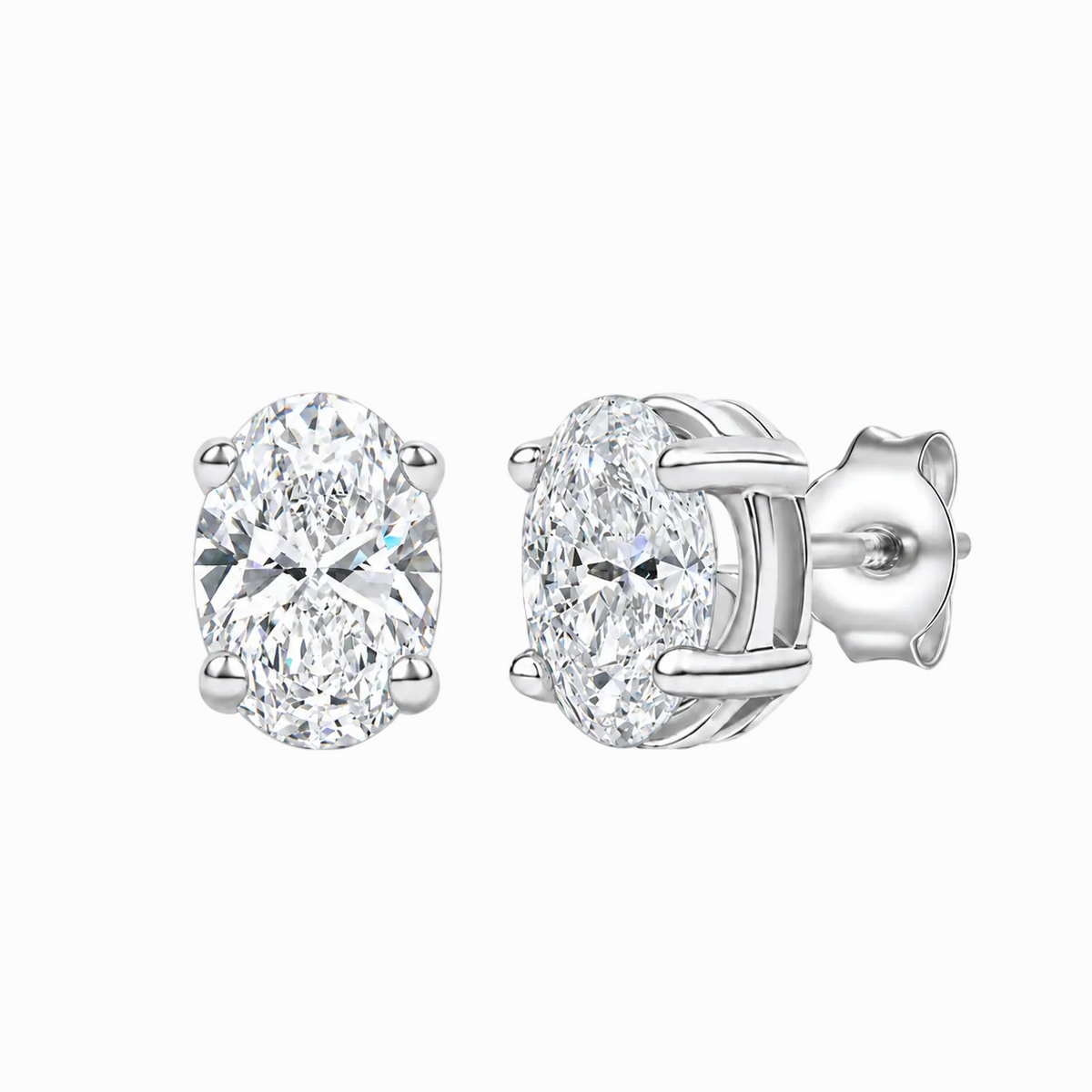 14K Lab Grown Oval Solitaire Earrings F-G VS1-VS2