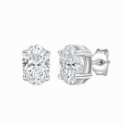 14K Lab Grown Oval Solitaire Earrings F-G VS1-VS2