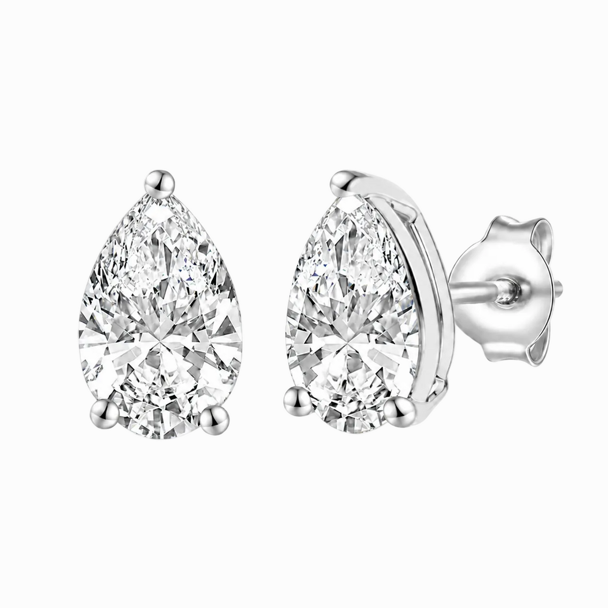 14K Lab Grown Pear Solitaire Earrings F-G VS1-VS2