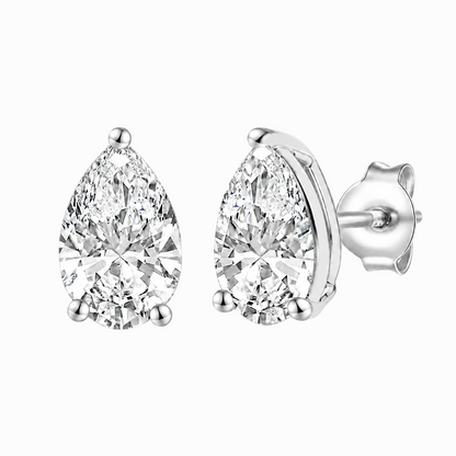 14K Lab Grown Pear Solitaire Earrings F-G VS1-VS2
