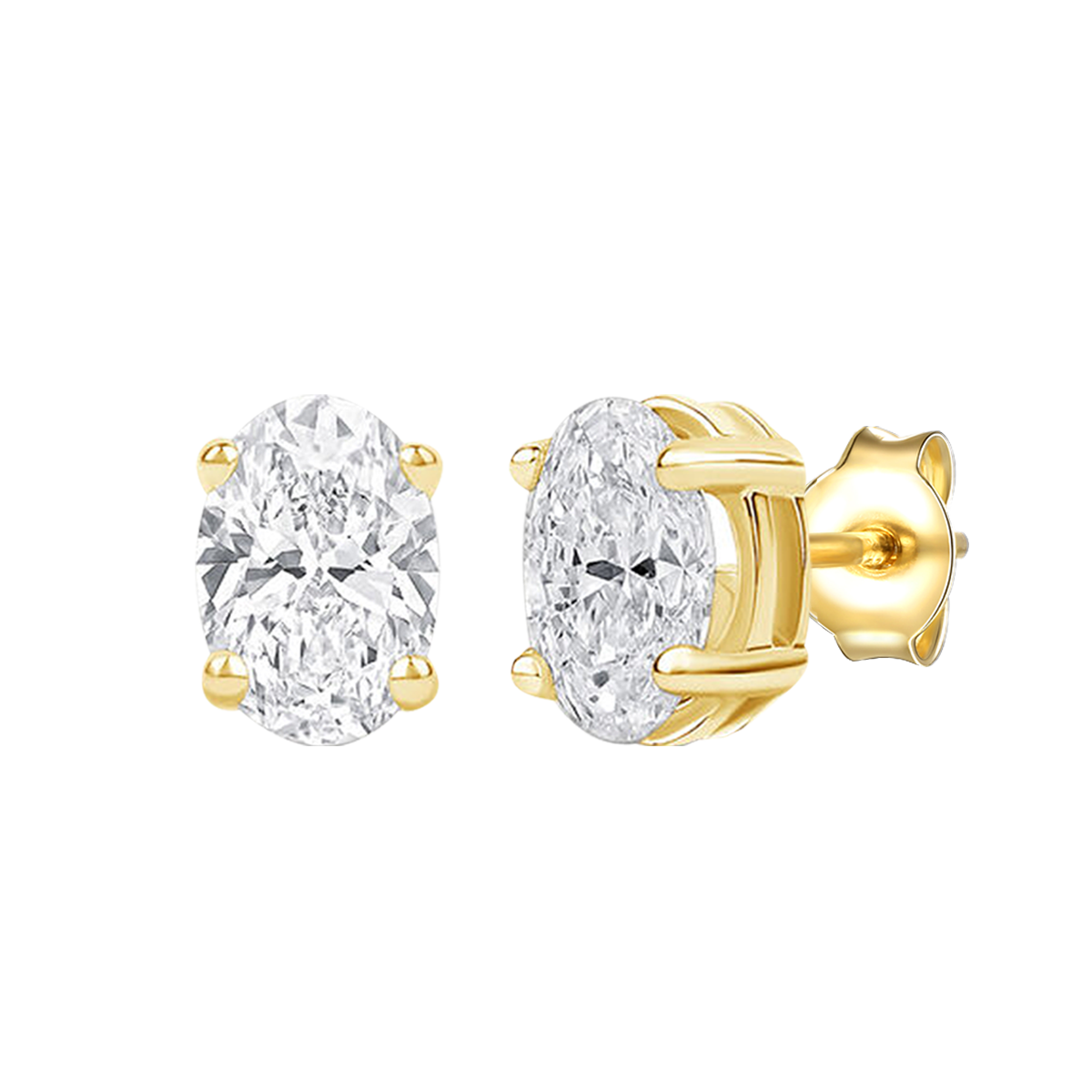 14K Lab Grown Oval Solitaire Earrings F-G VS1-VS2