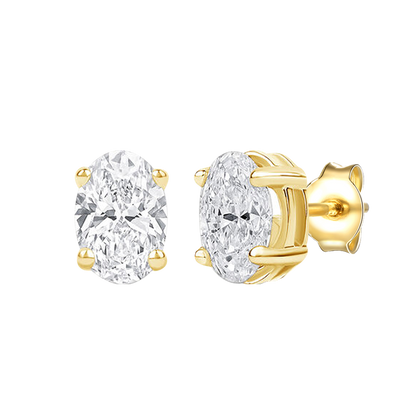 14K Lab Grown Oval Solitaire Earrings F-G VS1-VS2