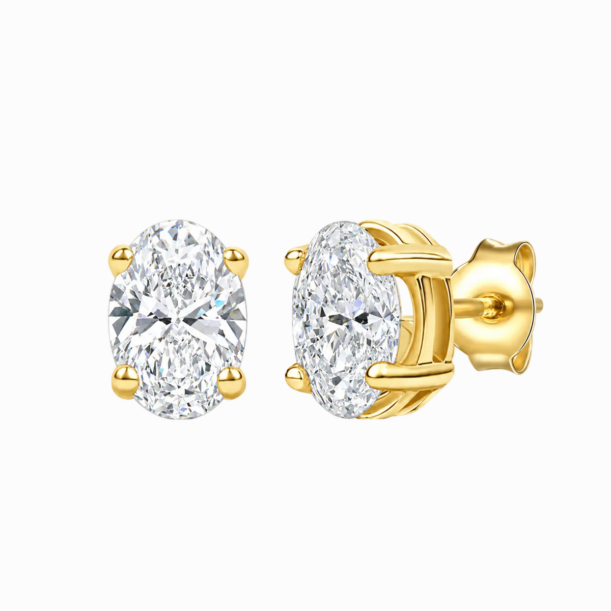 14K Lab Grown Oval Solitaire Earrings F-G VS1-VS2