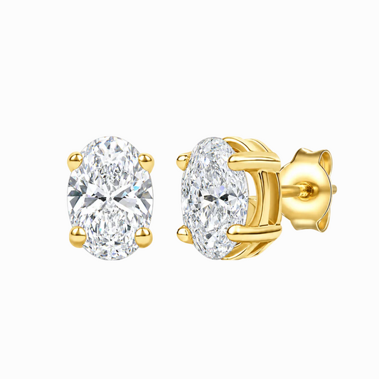 14K Lab Grown Oval Solitaire Earrings F-G VS1-VS2