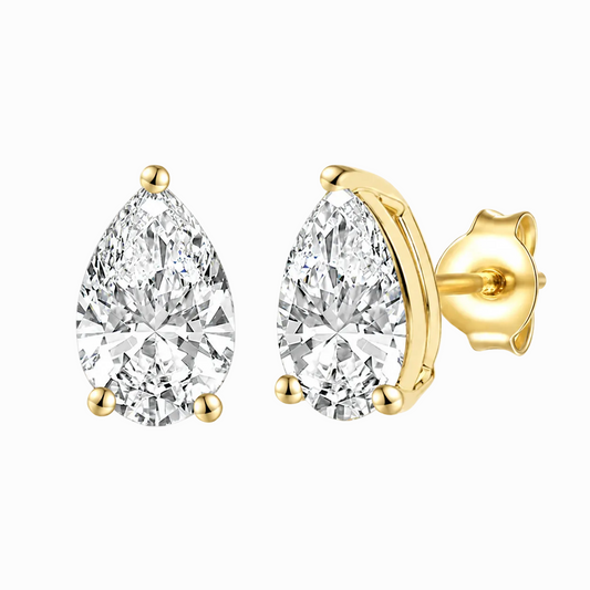 14K Lab Grown Pear Solitaire Earrings F-G VS1-VS2