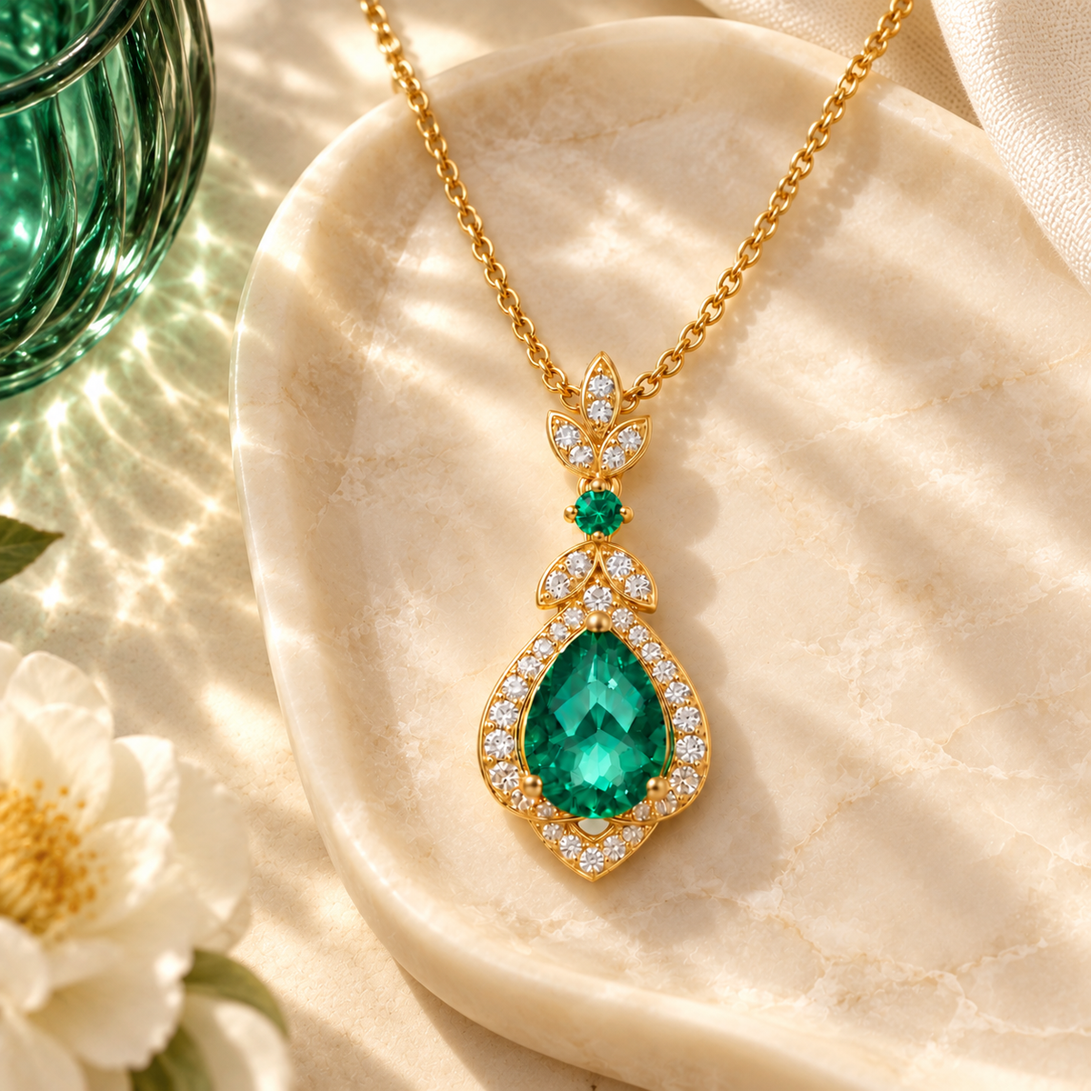 Sterling Silver Gemstone Pear Drop Pendant
