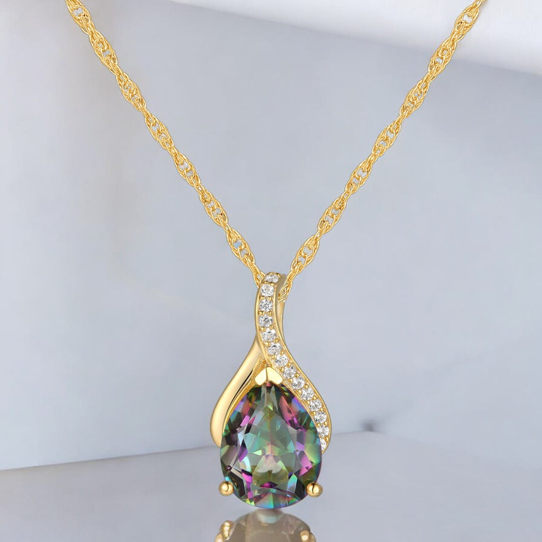 14K Yellow Gold over Sterling Silver Mystic Topaz Pear Drop Pendant