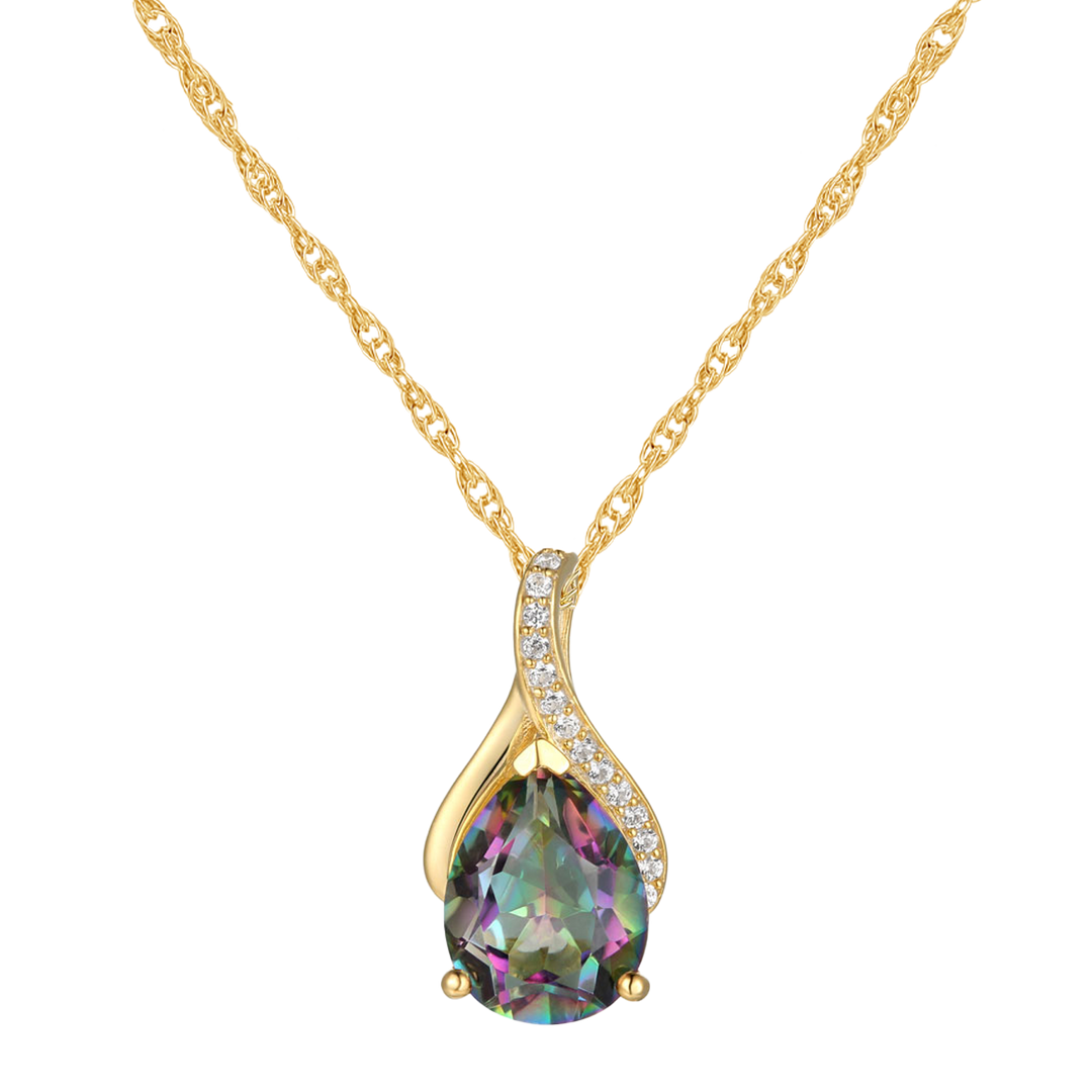 14K Yellow Gold over Sterling Silver Mystic Topaz Pear Drop Pendant