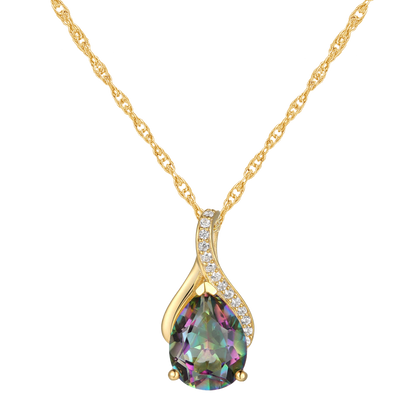 14K Yellow Gold over Sterling Silver Mystic Topaz Pear Drop Pendant