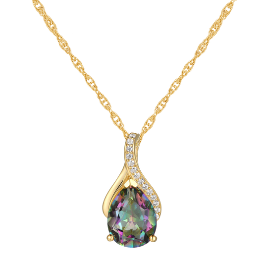 14K Yellow Gold over Sterling Silver Mystic Topaz Pear Drop Pendant