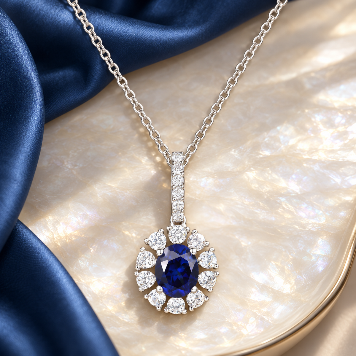 10K Genuine Gemstone & 1/4 ct tw Diamond Oval Pendant with 18" Chain - view 6